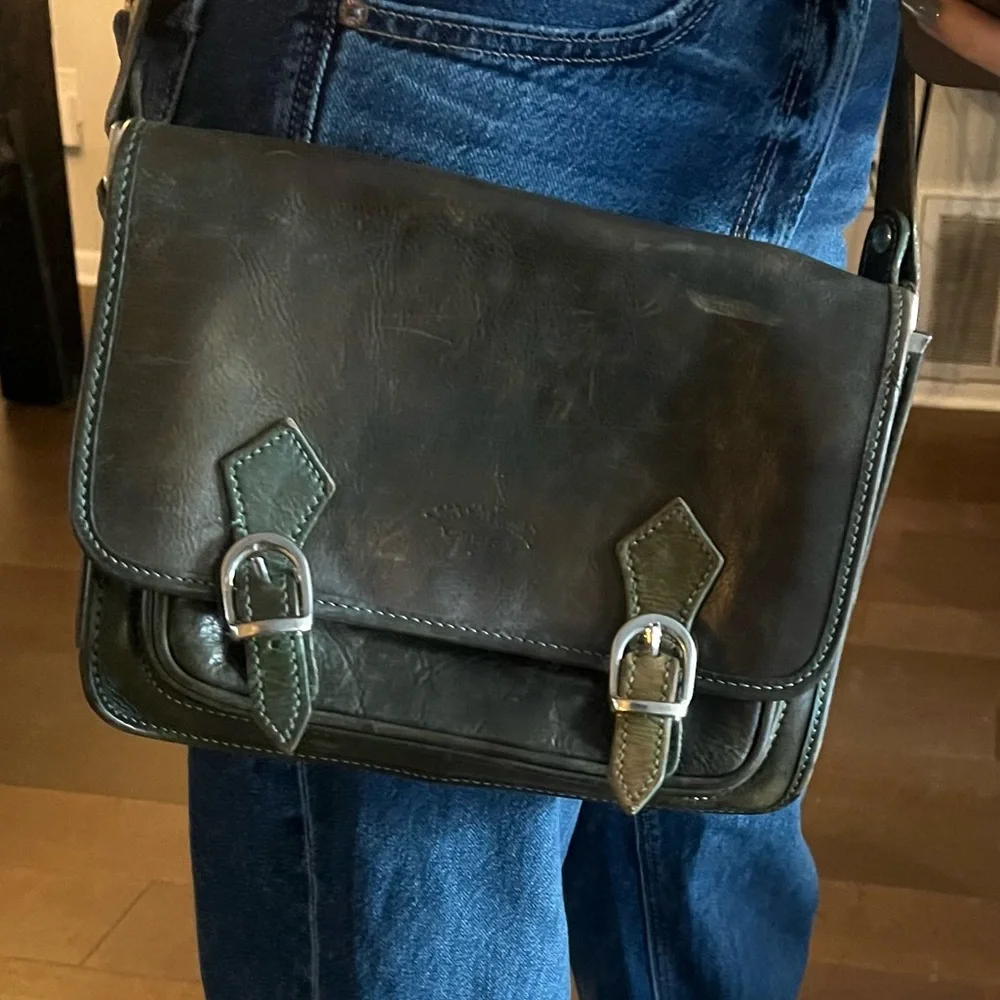 Italian Leather Green Bag From Venice Italy Crossbody